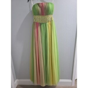 TIFFANY DESIGNS Women's 6  jeweled‎ strapless formal gown prom pageant dress